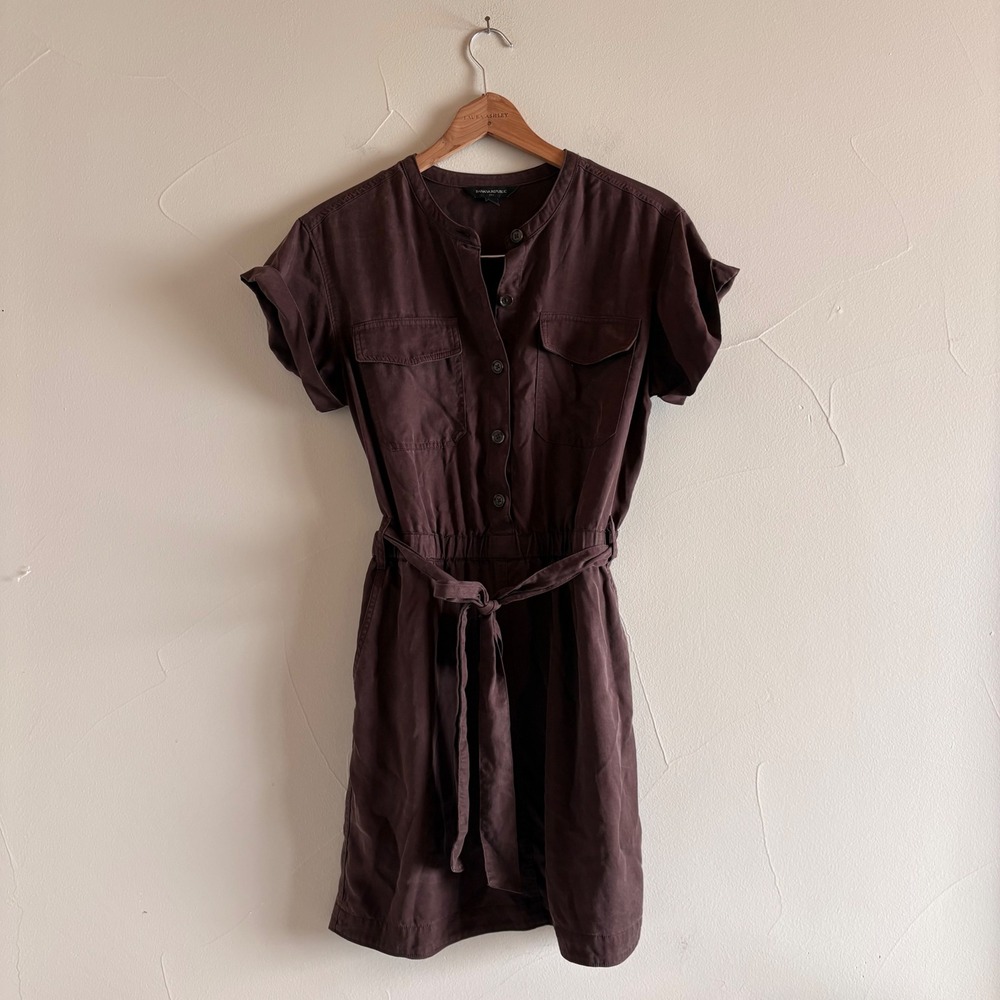 Banana Republic Short Sleeve Shirt Dress in Dark Brown - Picture 1 of 7